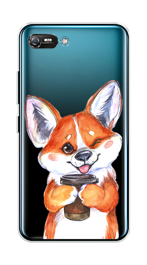 

Чехол на Itel A25 "Корги с кофе", Оранжевый;белый, 3200250-4