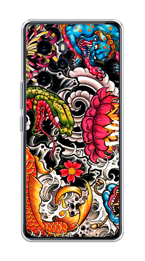 

Чехол на Honor 100 Pro "Японское искусство", Красный;оранжевый;голубой, 6122850-1