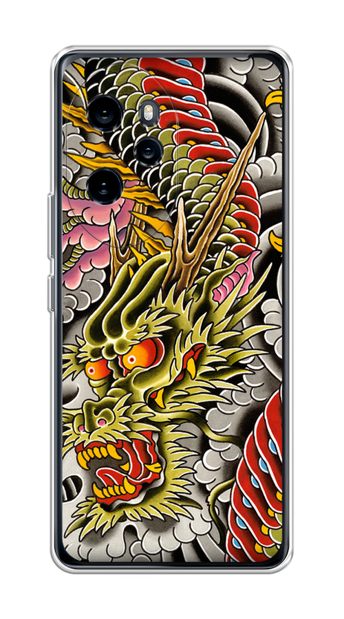 

Чехол на Honor 100 Pro "Японский дракон", Желтый;розовый;красный, 6122850-1