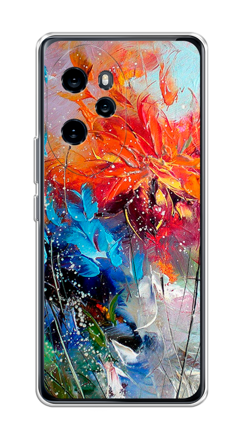

Чехол на Honor 100 Pro "Абстрактные цветы", Оранжевый;синий, 6122850-1