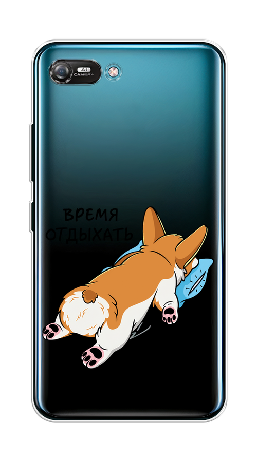 

Чехол на Itel A25 "Корги отдыхает", Черный;коричневый;голубой, 3200250-1