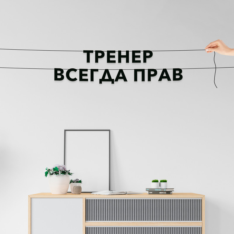 

Гирлянда-растяжка Тренер всегда прав VN796 черная, Черный, Тренер всегда прав