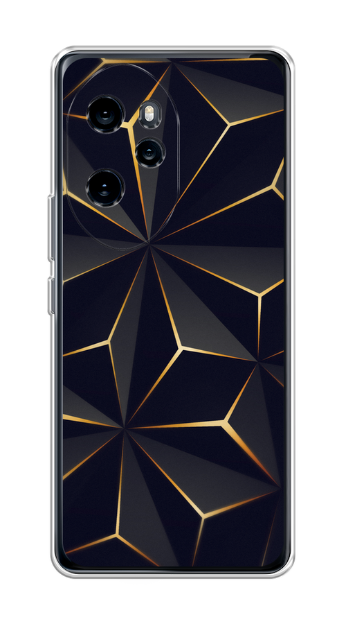

Чехол на Honor 100 Pro "Черные полигоны", Золотистый;черный, 6122850-1