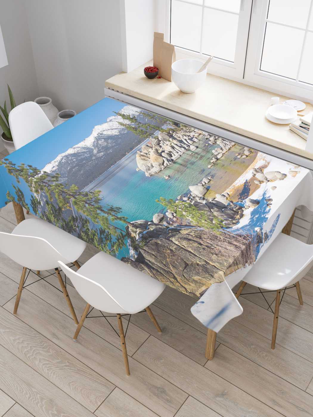 фото Скатерть прямоугольная joyarty на кухонный стол "горный рай" из оксфорда, 120x145 см