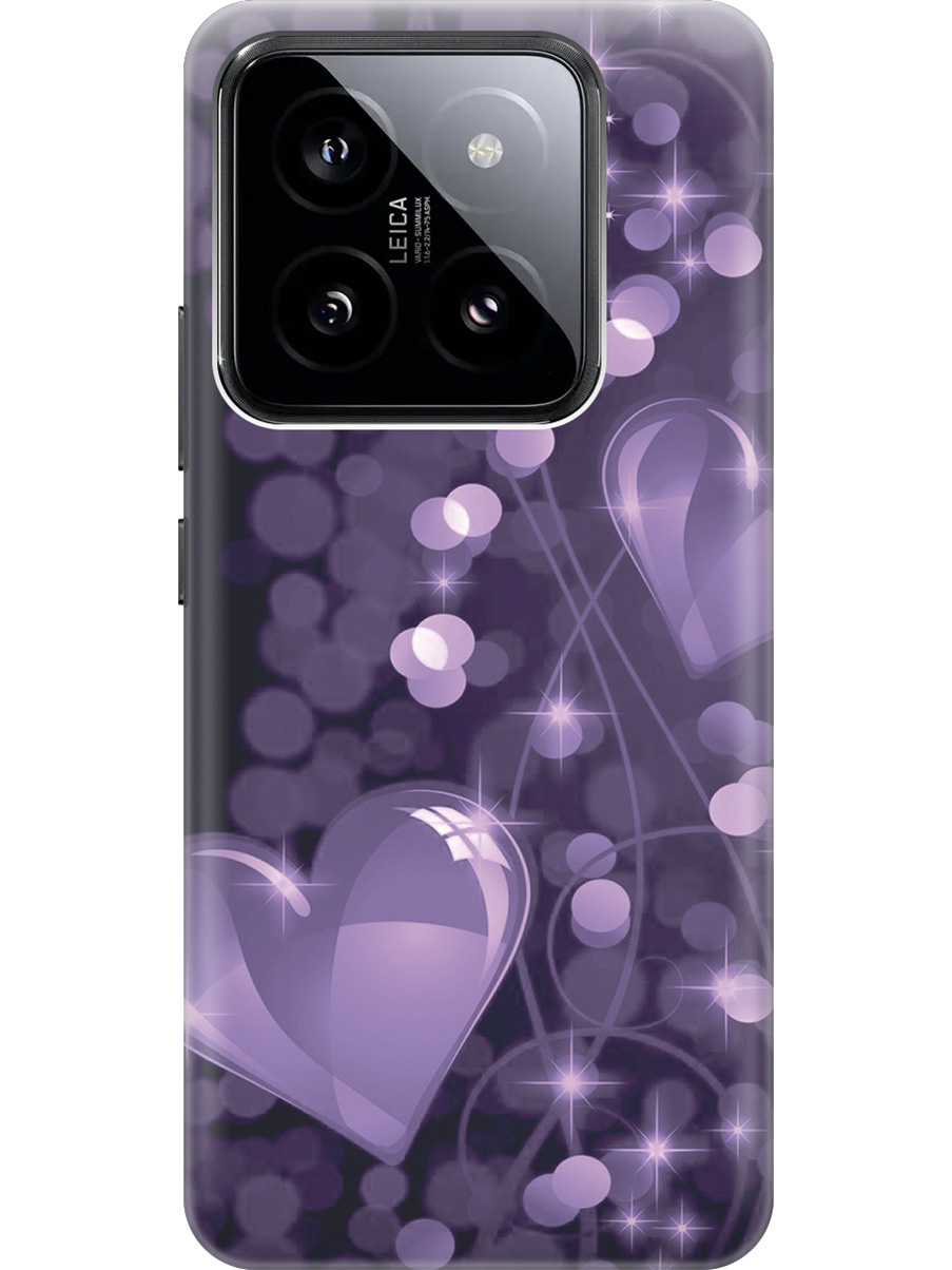 

Силиконовый чехол на Xiaomi 14 Pro с рисунком "Любовь в фиолетовом цвете", Фиолетовый;черный, 20012089
