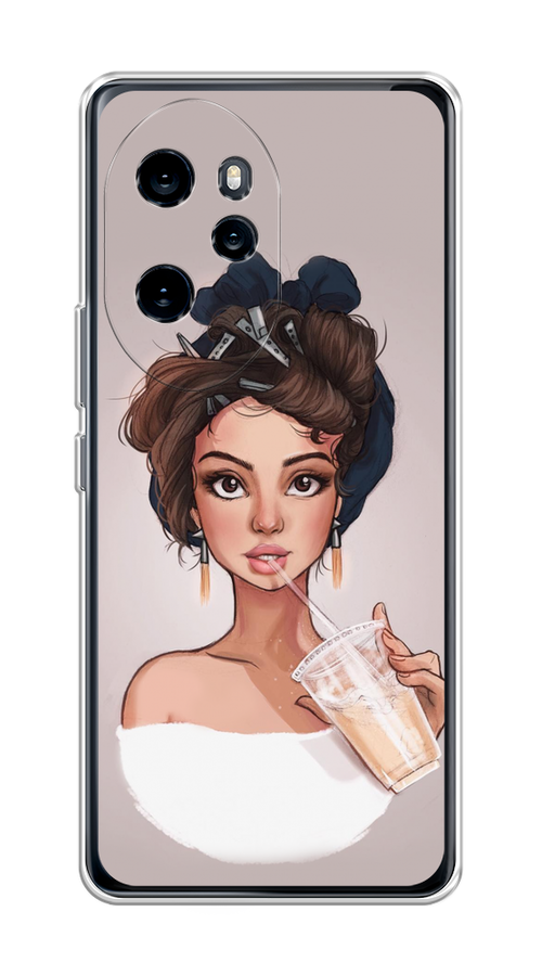

Чехол на Honor 100 Pro "Девушка с фраппе", Серый, 6122850-1