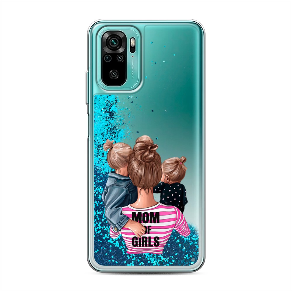 фото Жидкий чехол с блестками "mom of girls" на xiaomi redmi note 10 awog