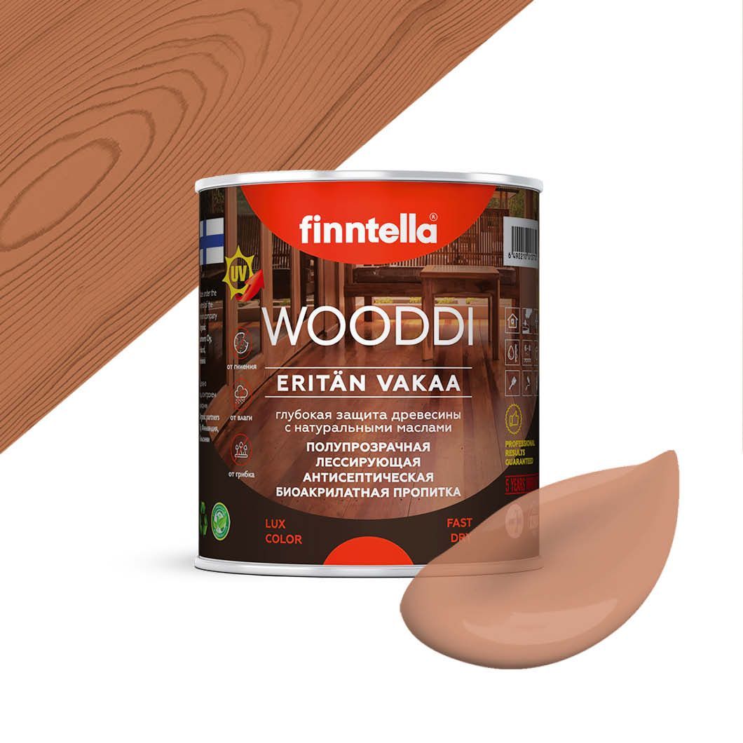 

Пропитка по дереву WOODDI, цвет LEPPA , 0,9л, Розовый, WOODDI колерованная