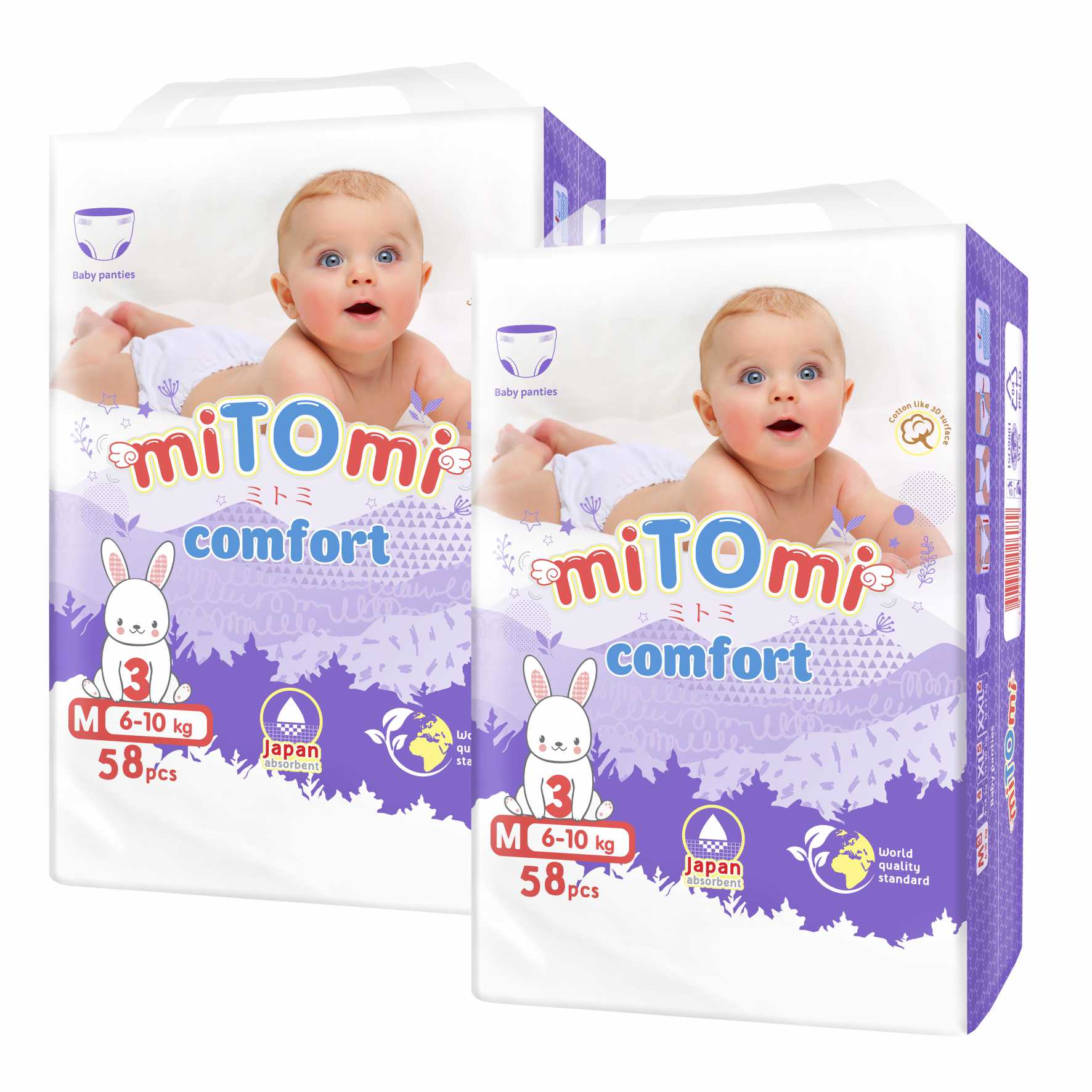 Подгузники-трусики miTOmi Comfort, р. 3/М (6-10 кг), 116 шт. в упаковке MCM1160098