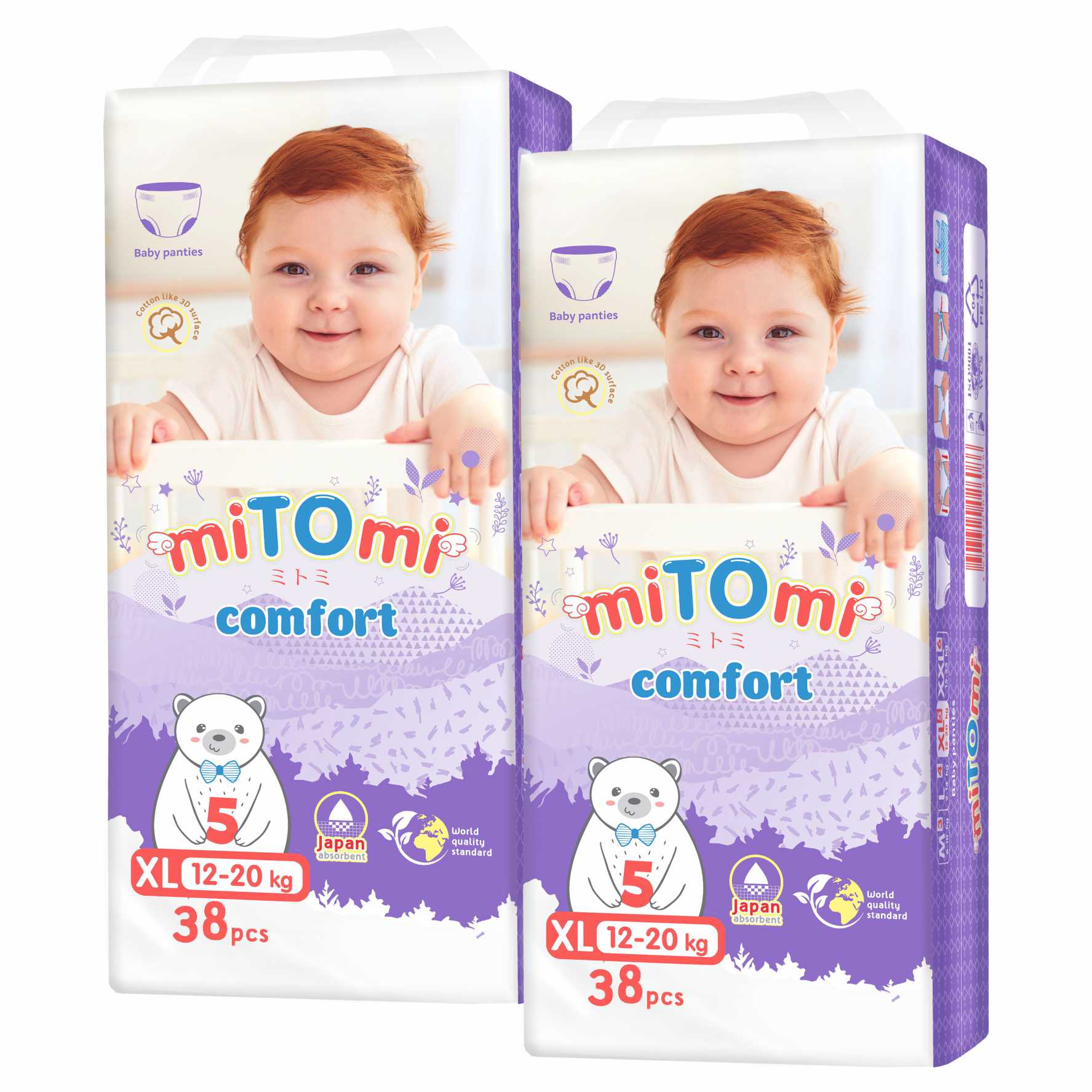 фото Подгузники-трусики mitomi comfort, р. 5/xl (12-20 кг), 76 шт. в упаковке mcxl760111