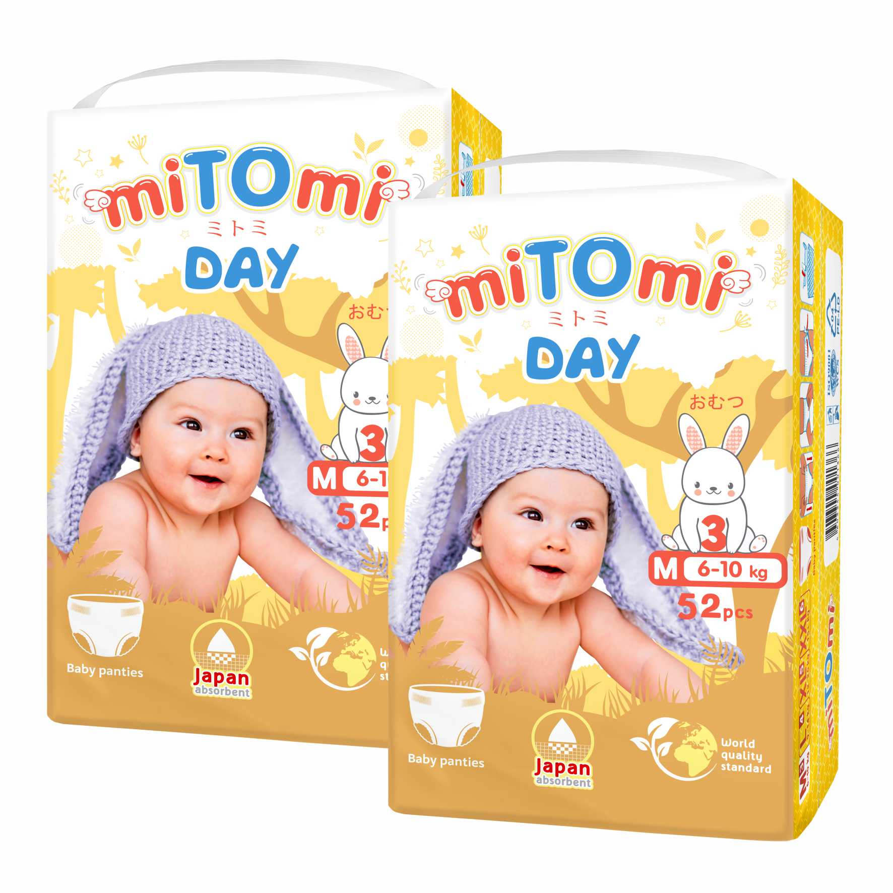 фото Подгузники-трусики mitomi day, р. 3/м (6-10 кг), 104 шт. в упаковке mdm1040128