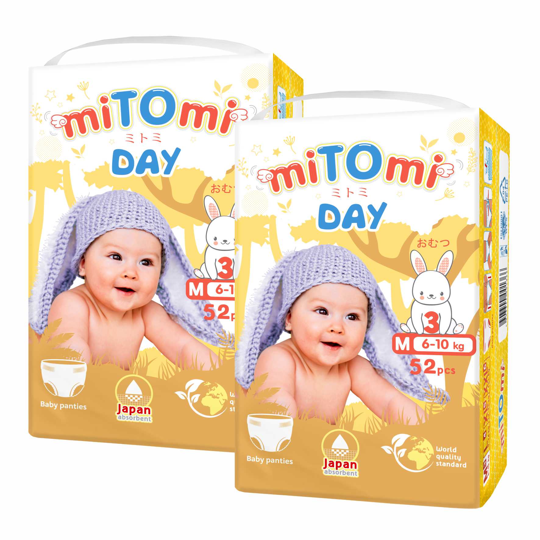 Подгузники-трусики miTOmi Day, р. 3/М (6-10 кг), 104 шт. в упаковке MDM1040128