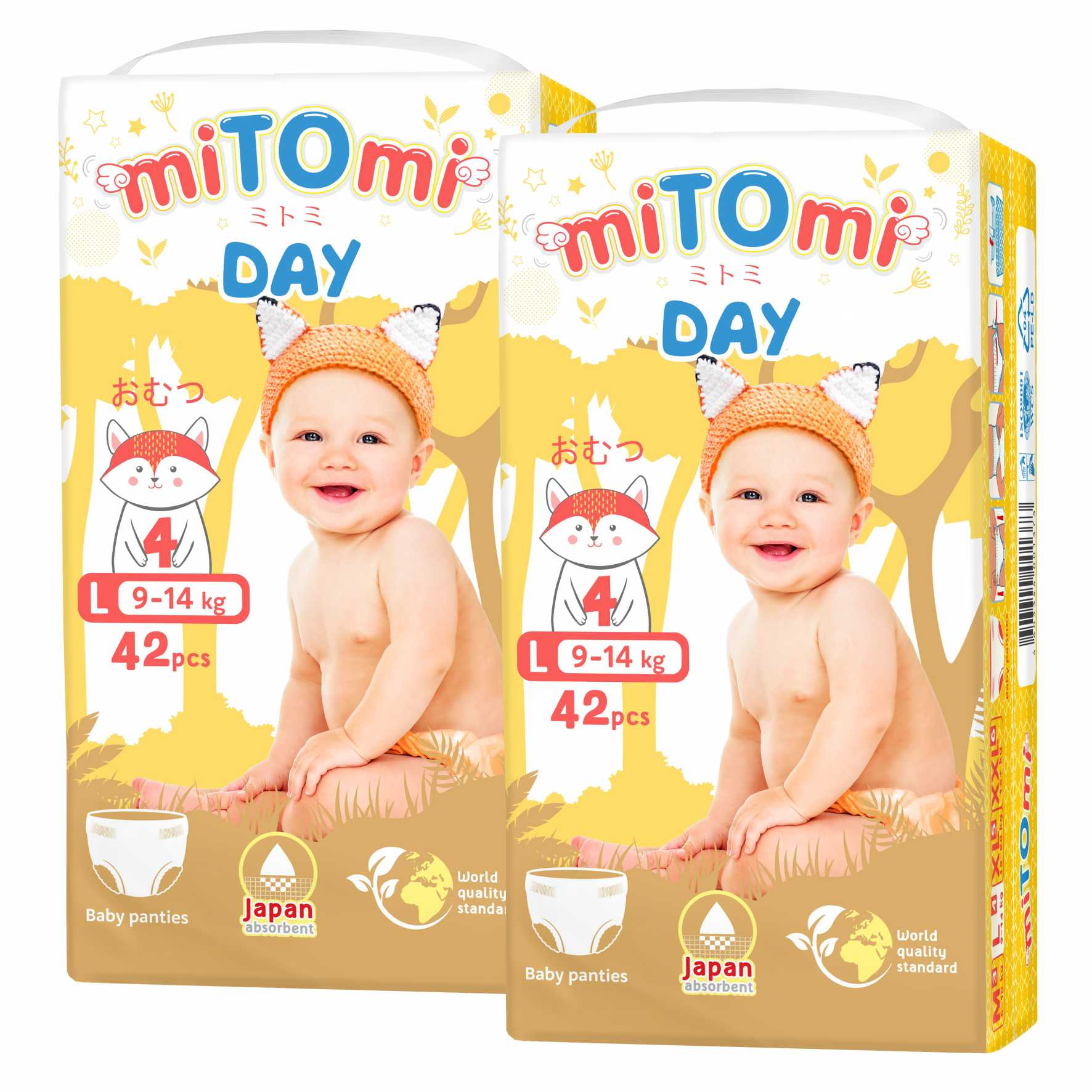 фото Подгузники-трусики mitomi day, р. 4/l (9-14 кг), 84 шт. в упаковке mdl840135