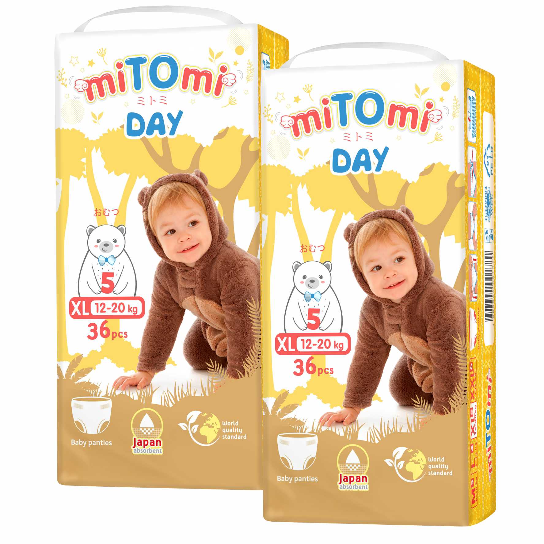 фото Подгузники-трусики mitomi day, р. 5/xl (12-20 кг), 72 шт. в упаковке mdxl720142