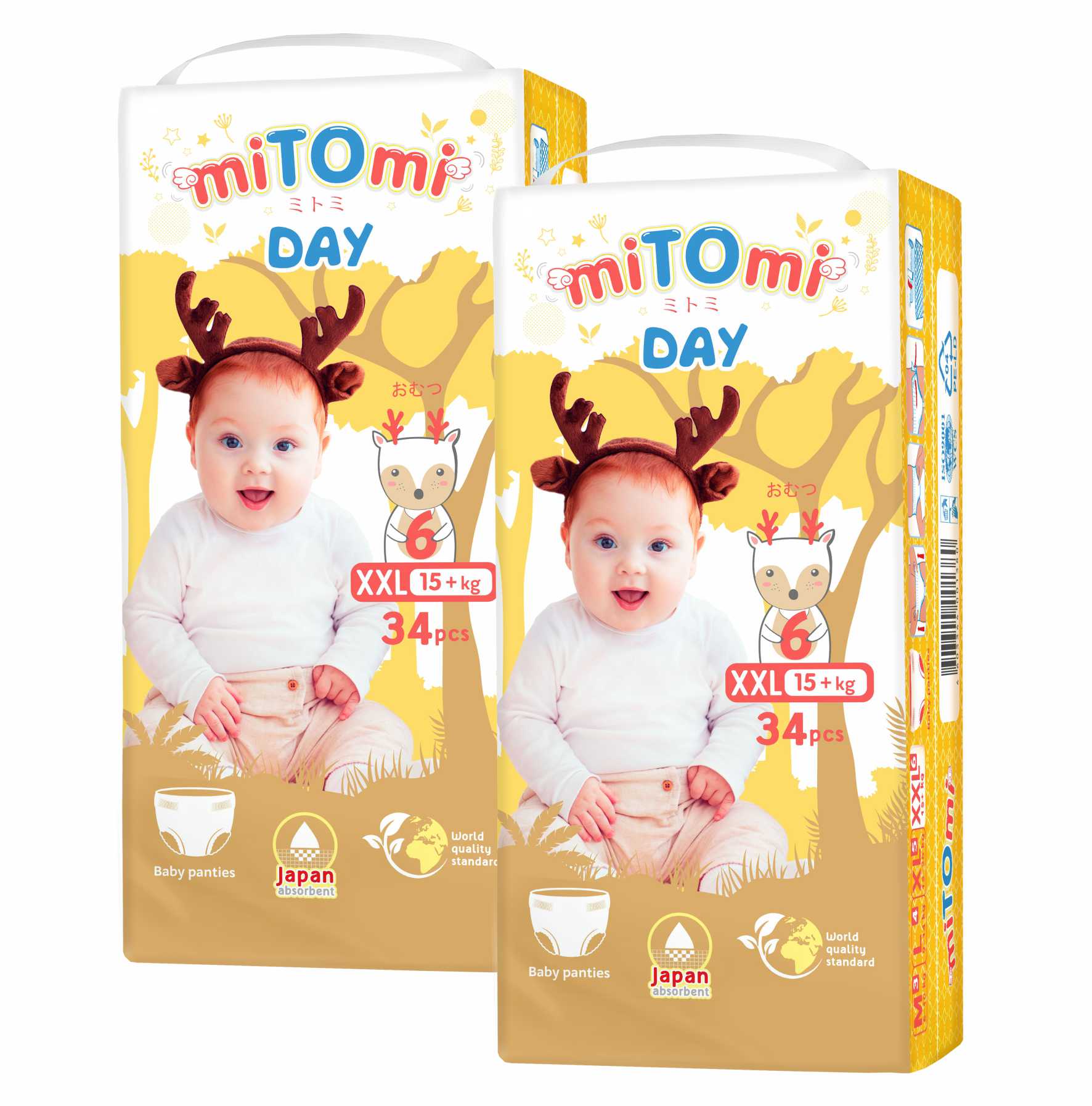 Подгузники-трусики miTOmi Day, р. 6/XXL (15+ кг), 68 шт. в упаковке MDXL680159