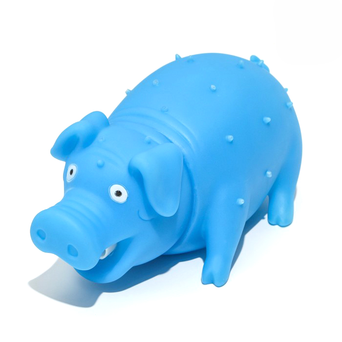 Игрушка Пижон пищащая Веселая свинья для собак, хрюкающая, светящаяся, 19 см, голубая
