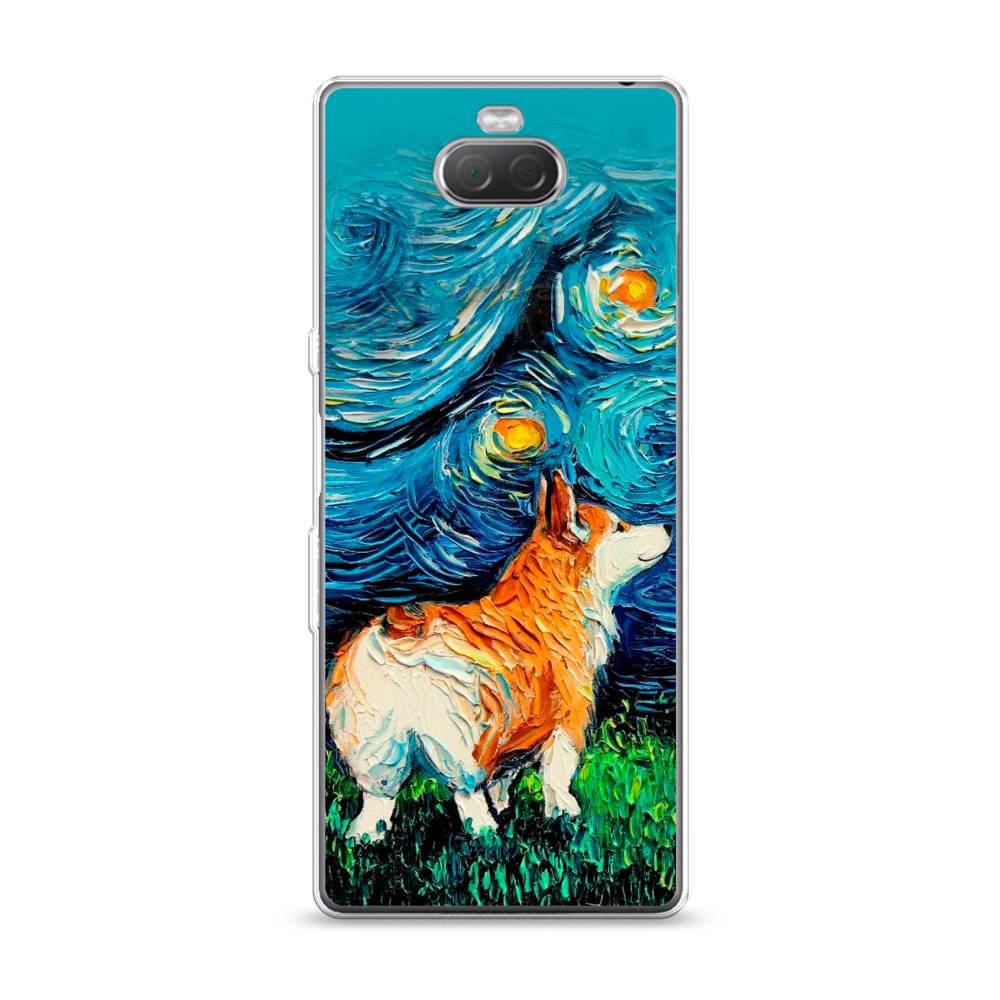 

Чехол на Sony Xperia 10 "Корги звёздная ночь", Коричневый;белый;зеленый, 54050-1