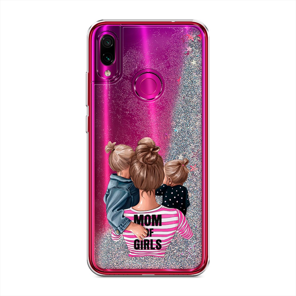 фото Жидкий чехол с блестками "mom of girls" на xiaomi redmi note 7 awog