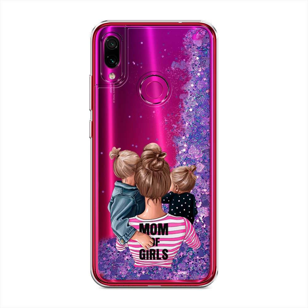 фото Жидкий чехол с блестками "mom of girls" на xiaomi redmi note 7 awog