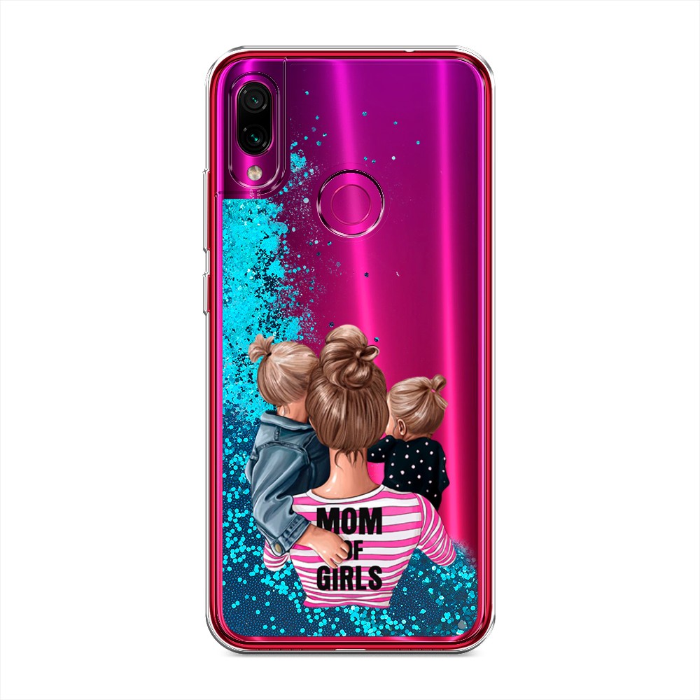фото Жидкий чехол с блестками "mom of girls" на xiaomi redmi note 7 awog