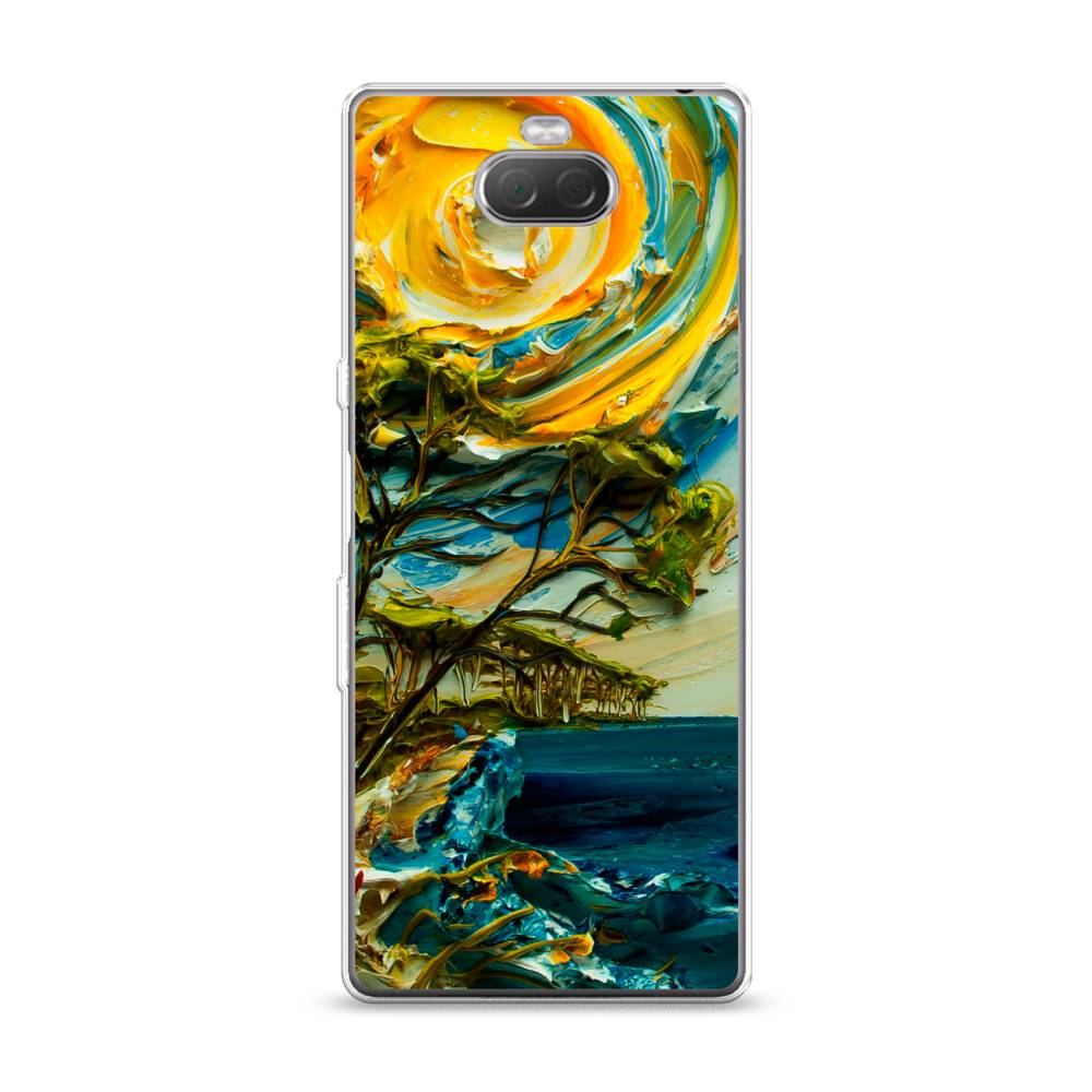 

Чехол на Sony Xperia 10 "Солнце живопись", Желтый;синий, 54050-4
