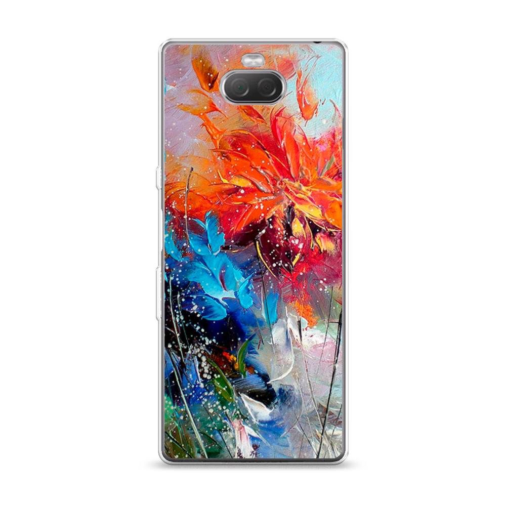

Чехол на Sony Xperia 10 "Абстрактные цветы", Оранжевый;синий, 54050-4