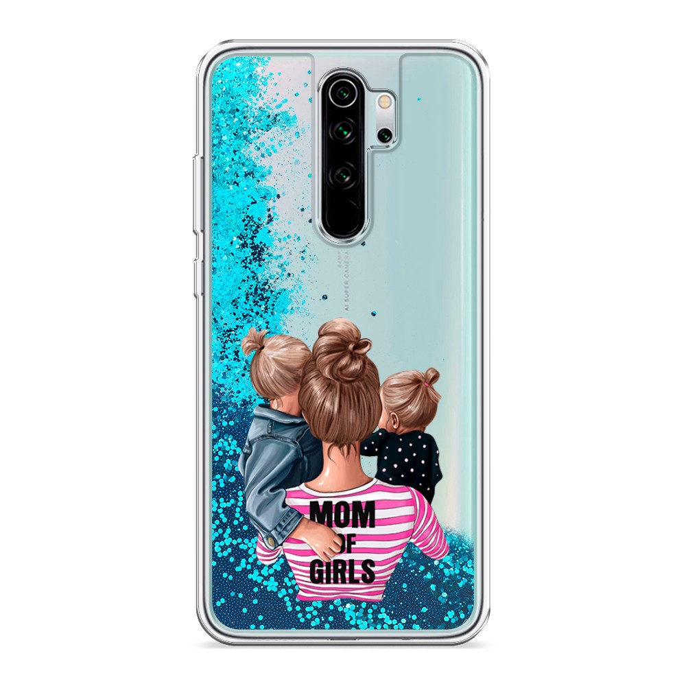 фото Жидкий чехол с блестками "mom of girls" на xiaomi redmi note 8 pro awog