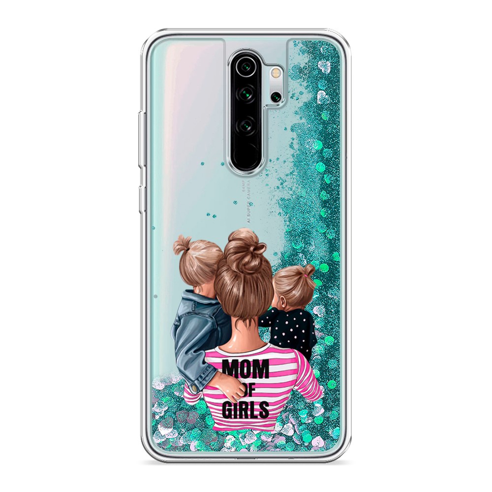 фото Жидкий чехол с блестками "mom of girls" на xiaomi redmi note 8 pro awog