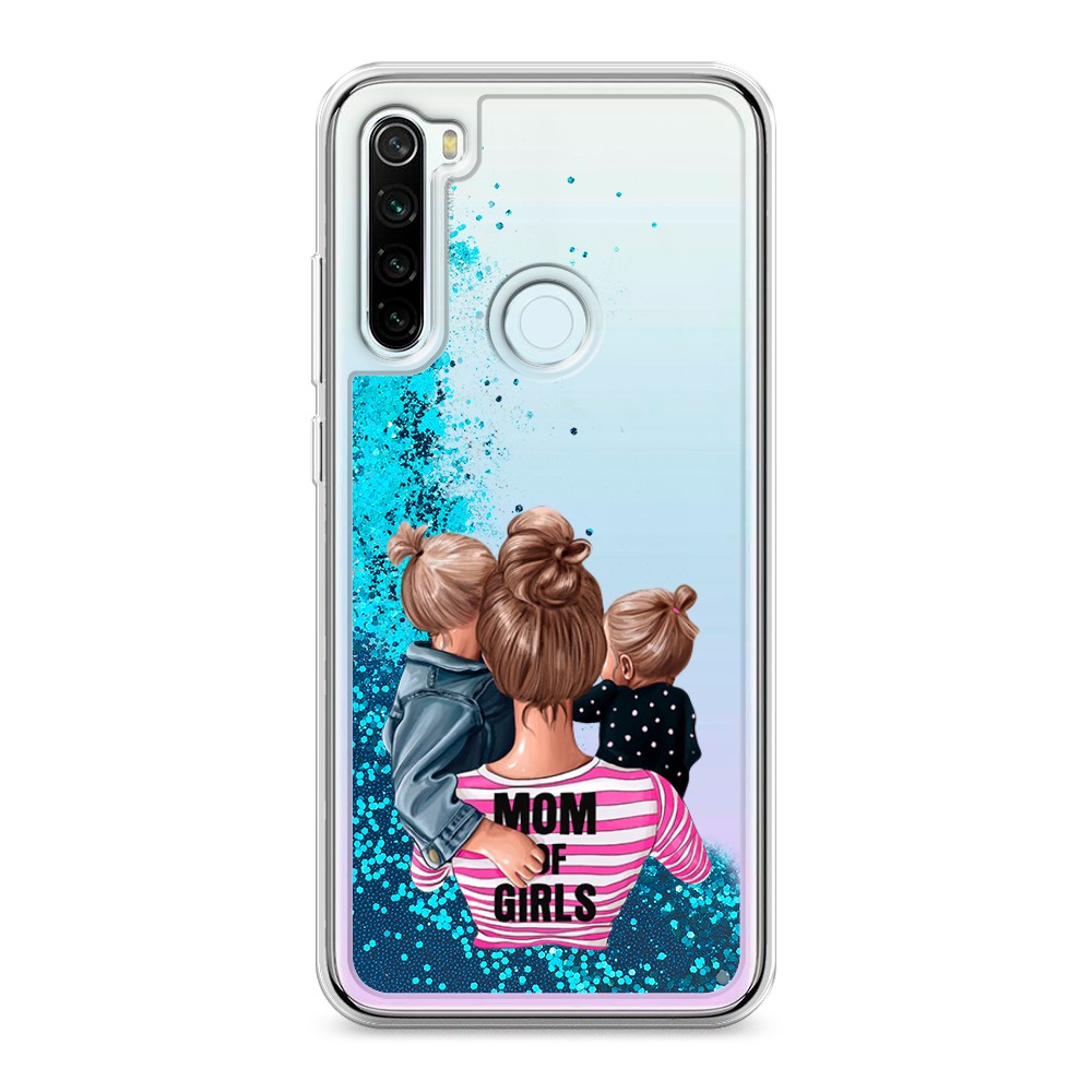 фото Жидкий чехол с блестками "mom of girls" на xiaomi redmi note 8t awog