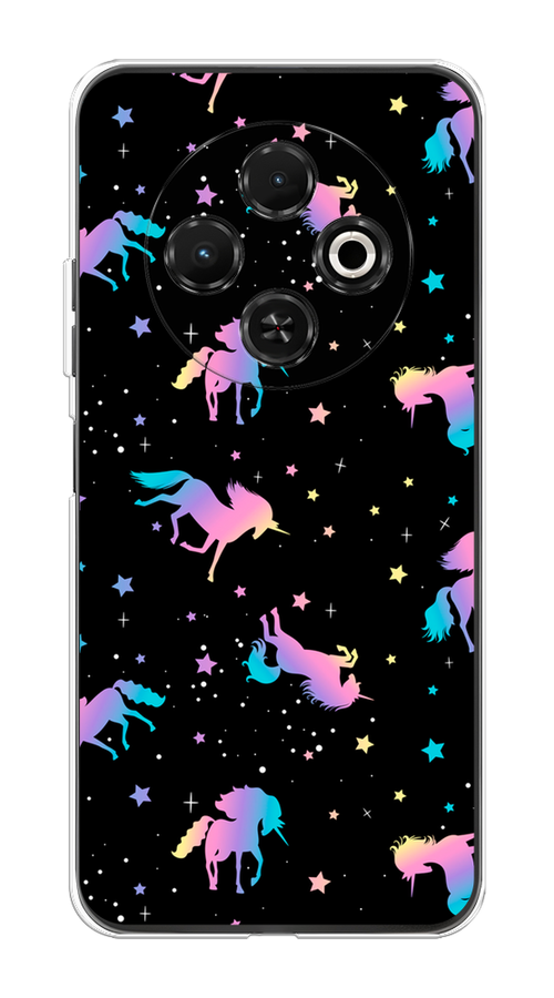 

Чехол на Tecno Spark 30C "Единороги градиент", Черный;розовый;голубой, 309250-1