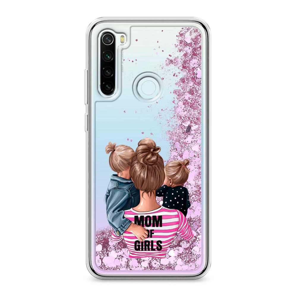 фото Жидкий чехол с блестками "mom of girls" на xiaomi redmi note 8t awog