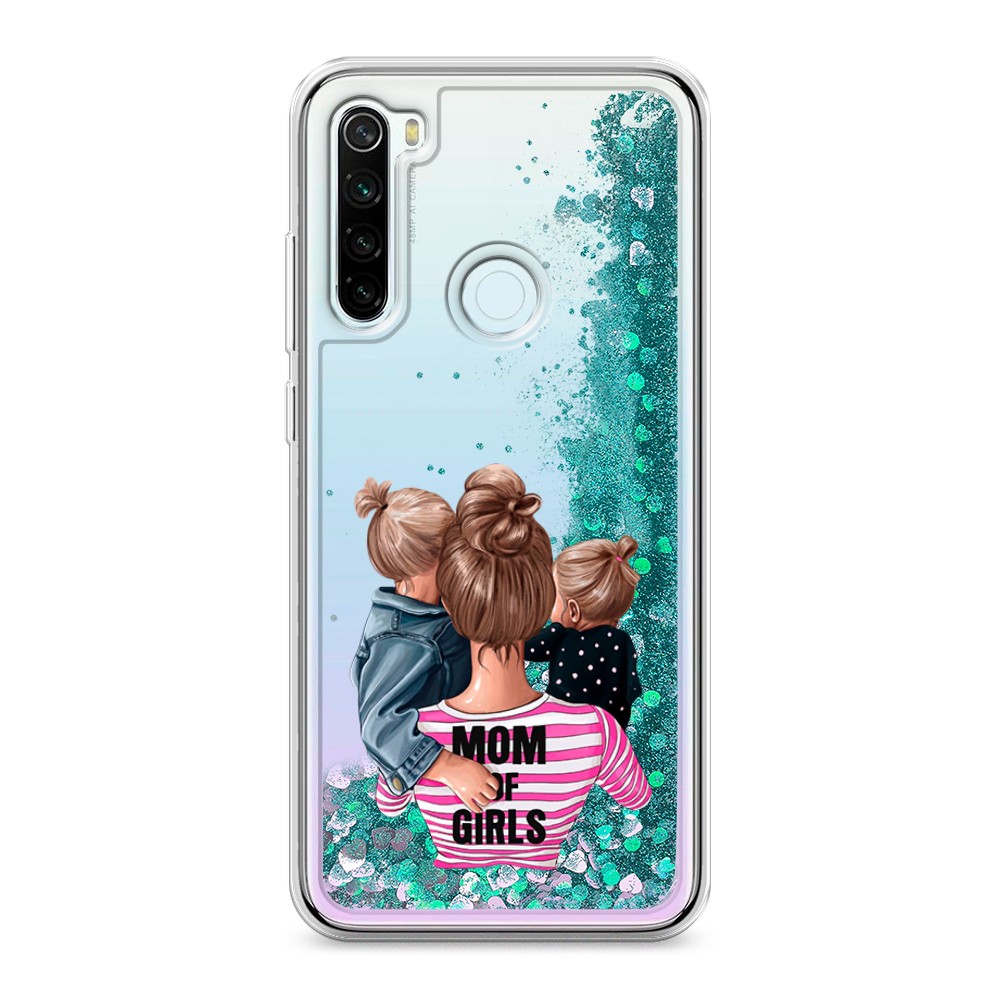 фото Жидкий чехол с блестками "mom of girls" на xiaomi redmi note 8t awog