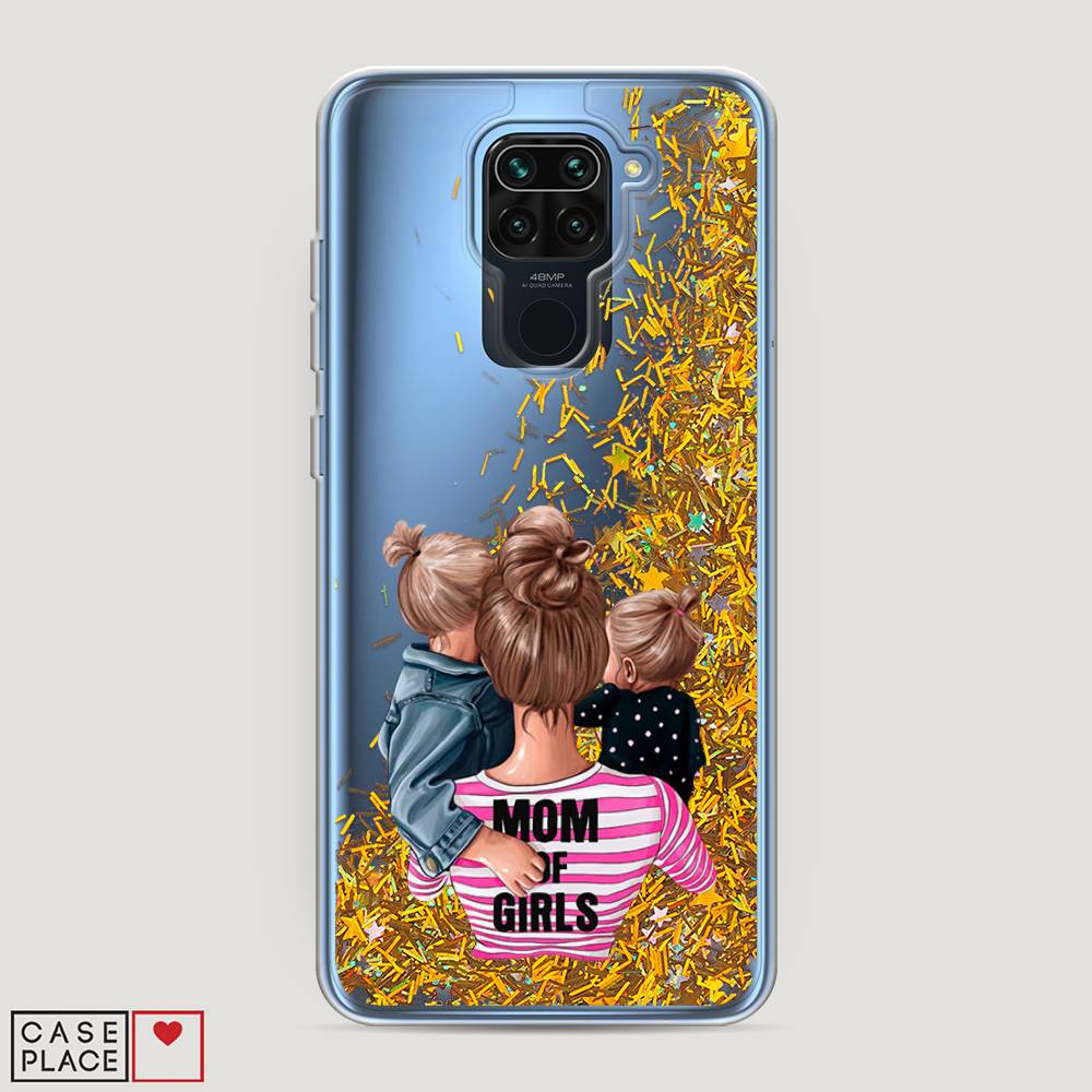 

Жидкий чехол с блестками "Mom of Girls" на Xiaomi Redmi Note 9, 38190-1