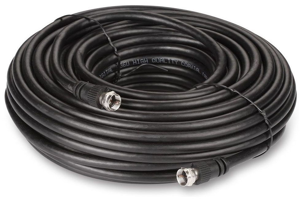 

Кабель GODIGITAL F-plug - F-plug, 20м черный (474969), rg-6u (09 ccs/al/al32 75 ом) с f- коннекторами 20 м RG-6U20