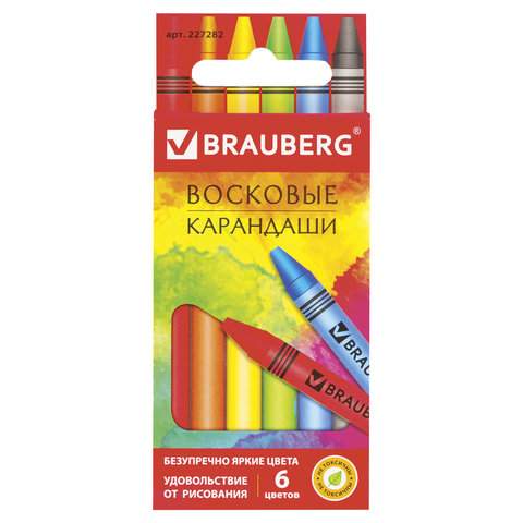 

Восковые мелки Brauberg, 6 цв., 227282 24 наборов