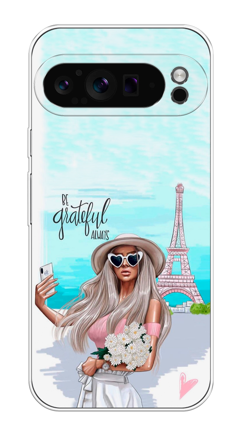 

Чехол на Google Pixel 9 Pro "Селфи Париж", Голубой;бежевый, 272050-1