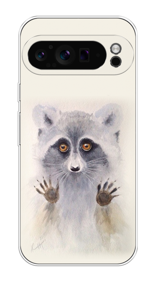 

Чехол на Google Pixel 9 Pro "Енот за стеклом", Бежевый;серый, 272050-1