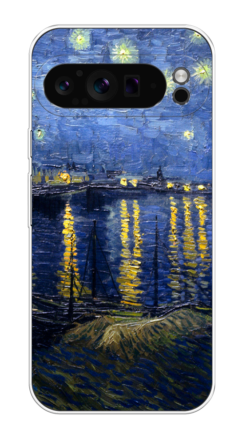 

Чехол на Google Pixel 9 Pro "Звездная ночь над Роной", Синий;желтый, 272050-1