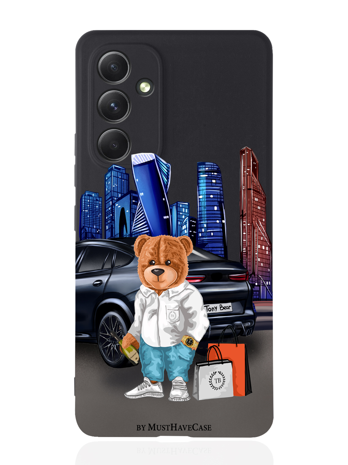 

Чехол MustHaveCase для Samsung Galaxy A54 Tony Moscow city/ Тони Москва Сити черный, Черный;синий;коричневый