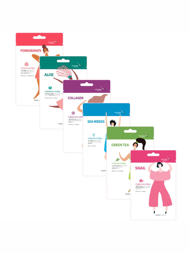 фото Набор тканевых масок для лица young mediface увлажняющие, корея 6 шт