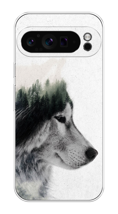 

Чехол на Google Pixel 9 Pro "Волк лес", Серый;белый, 272050-1