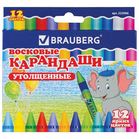 

Восковые мелки Brauberg, 12 цв., 222966 5 наборов