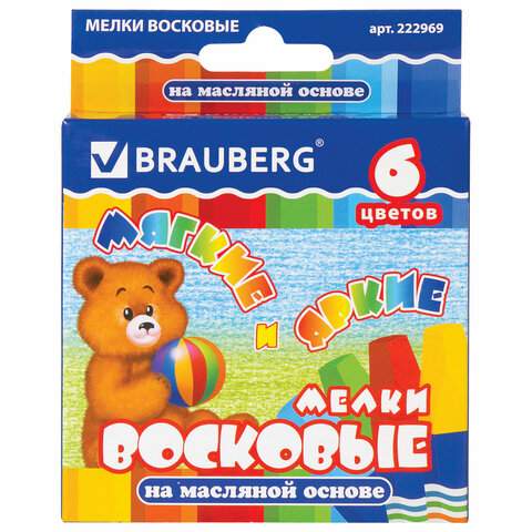 

Восковые мелки Brauberg, 6 цв., 222969 10 наборов