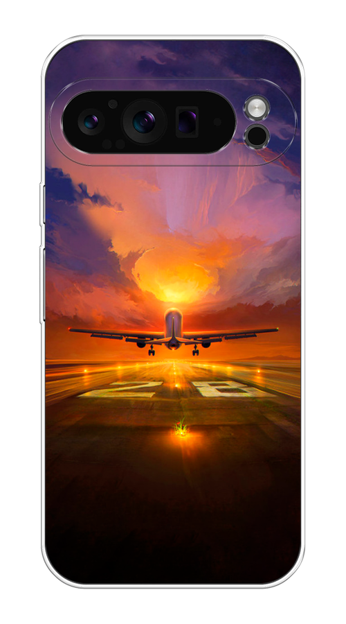 

Чехол на Google Pixel 9 Pro "Самолет на посадке", Оранжевый;синий, 272050-1