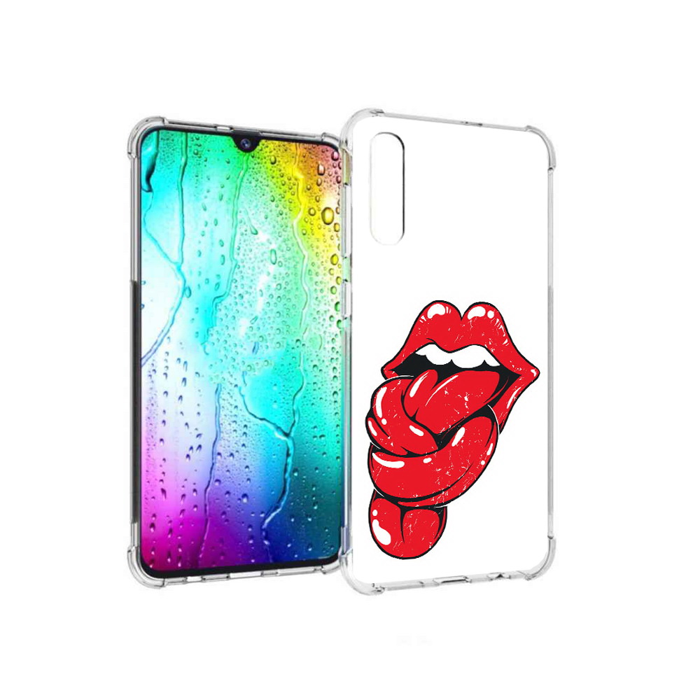 

Чехол MyPads Tocco для Samsung Galaxy A30s яркие губы с языком (PT226907.519.705), Прозрачный, Tocco