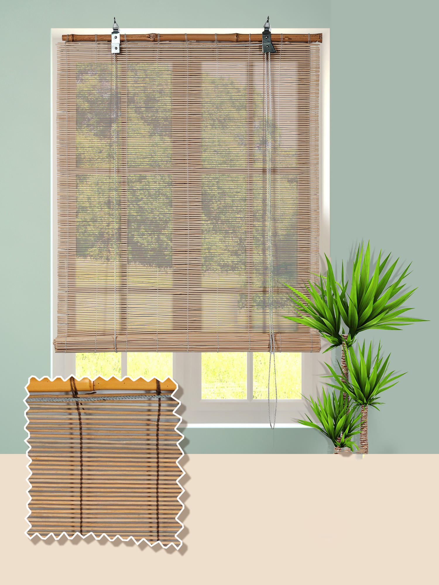 

Рулонная штора Магеллан Bamboo 80х160 серый, Bamboo