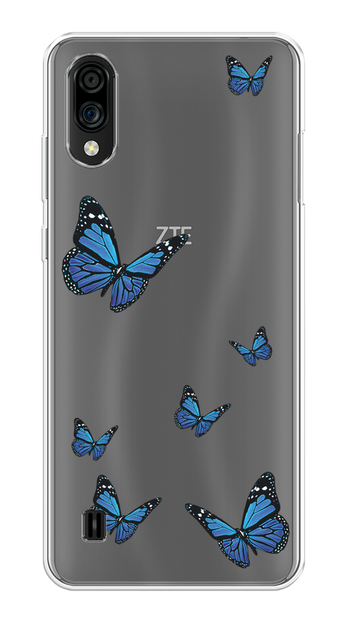 

Чехол на ZTE Blade A51 lite/Blade A5 (2020) "Blue butterflies", Синий;черный, 134850-1