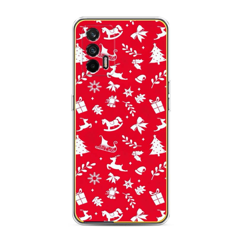 

Чехол на Oppo Realme GT "Красный новогодний фон", Красный;белый, 256350-5