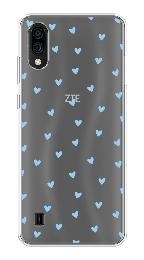 

Чехол на ZTE Blade A51 lite/Blade A5 (2020) "Голубые сердечки паттерн", Голубой;прозрачный, 134850-1