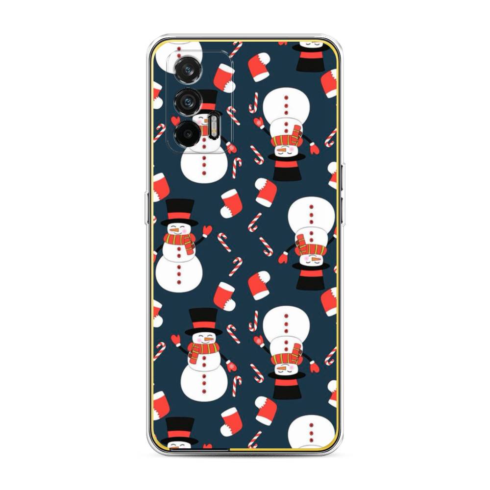 

Чехол на Oppo Realme GT "Синие снеговики", Синий;белый;красный, 256350-5